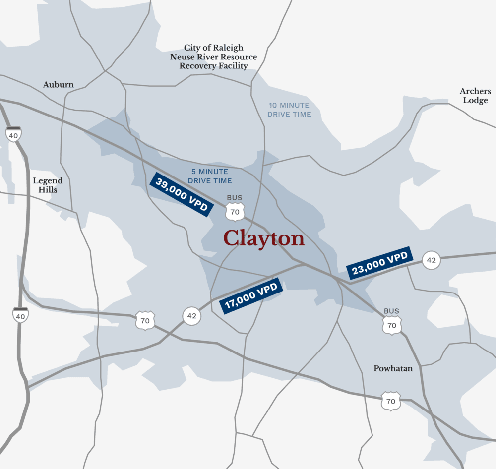 Map of the Clayton area